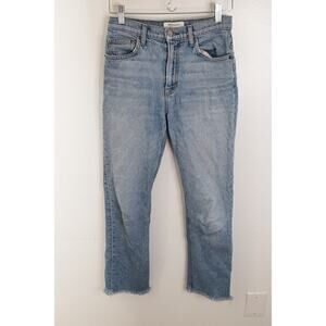Reformation Jeans Liza High Straight Jeans 26 Light Wash Raw Hem Womens